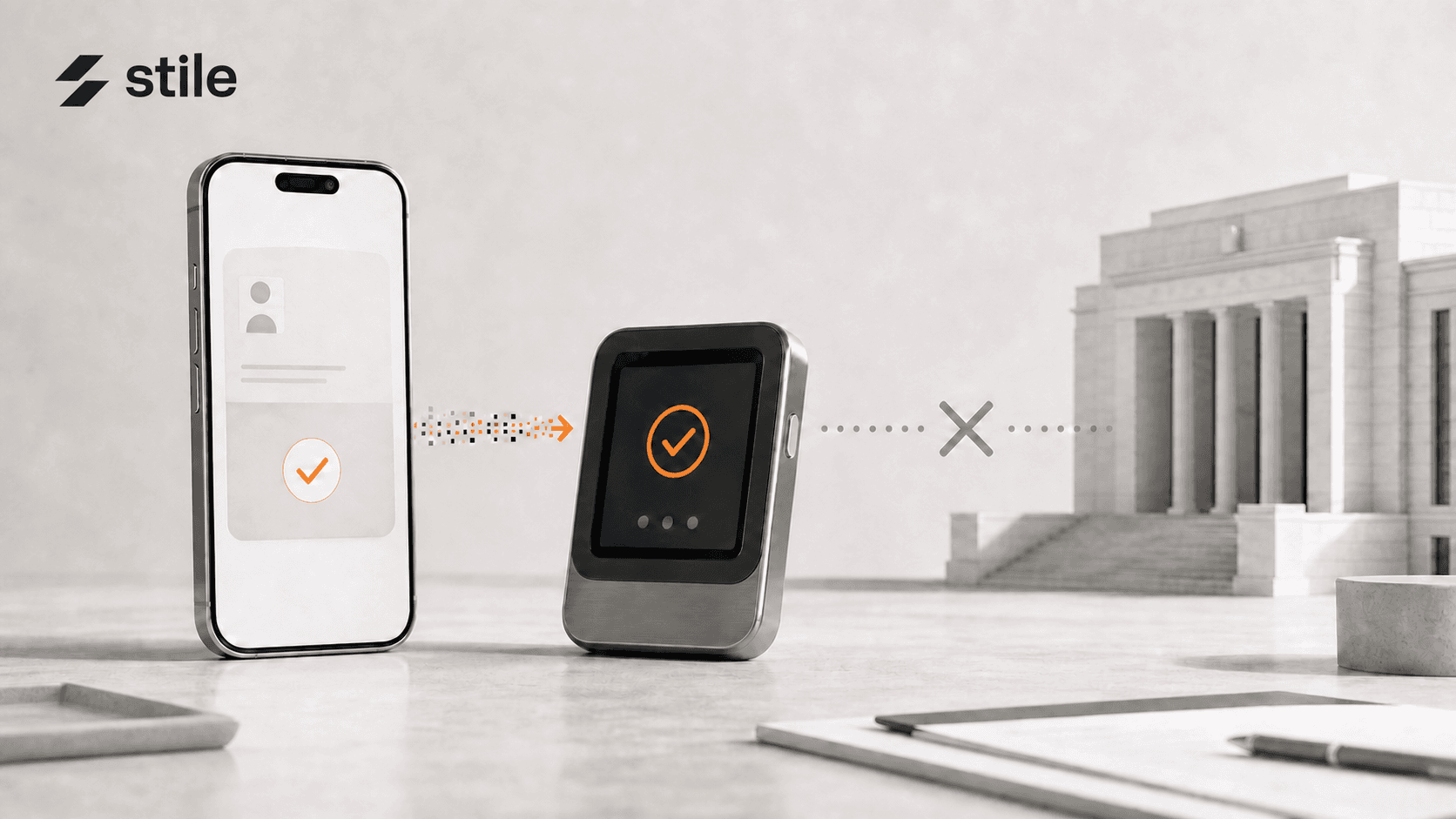 A smartphone presents a mobile driver's license directly to a verifier while the issuing authority stays outside the exchange.